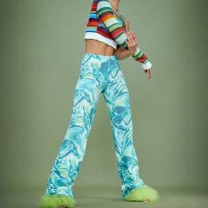 NWT Jaded London Lime Tie Dye Print Ruched Hem Printed Knit Joggers